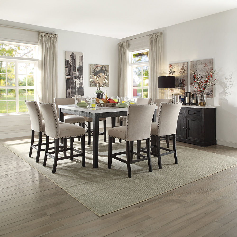 Nolan - Counter Height Chair (Set of 2) - Beige Linen & Salvage Dark Oak - Urban Living Furniture (Los Angeles, CA)