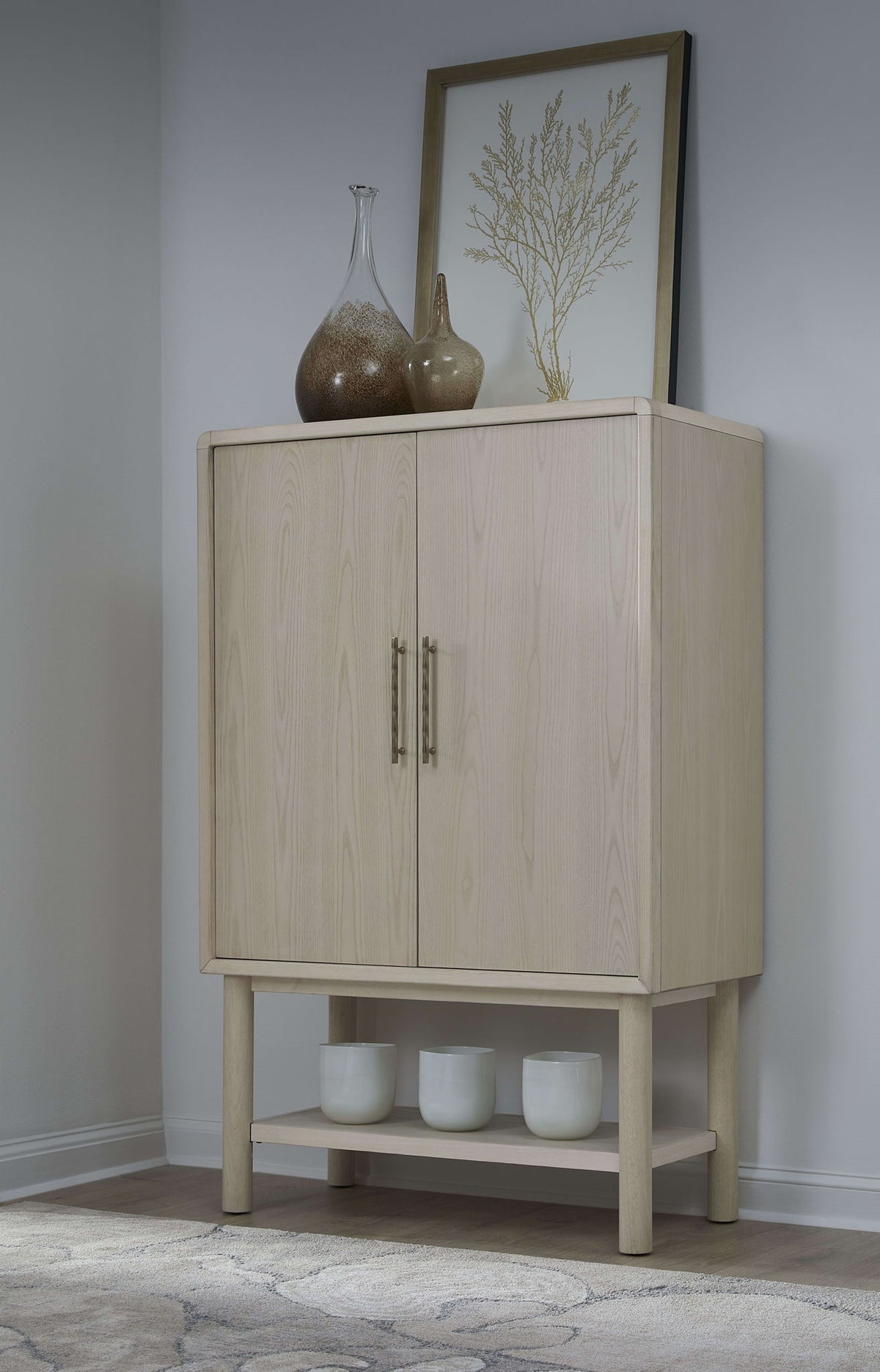 Zinnia - Two Door Ash Wood Bar Cabinet - White Sand
