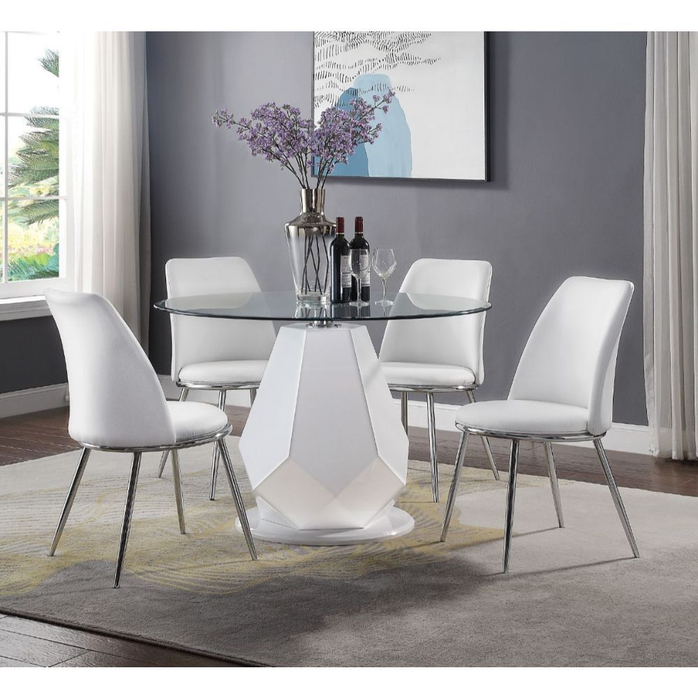 Weizor - Side Chair (Set of 2) - White PU & Chrome - Urban Living Furniture (Los Angeles, CA)