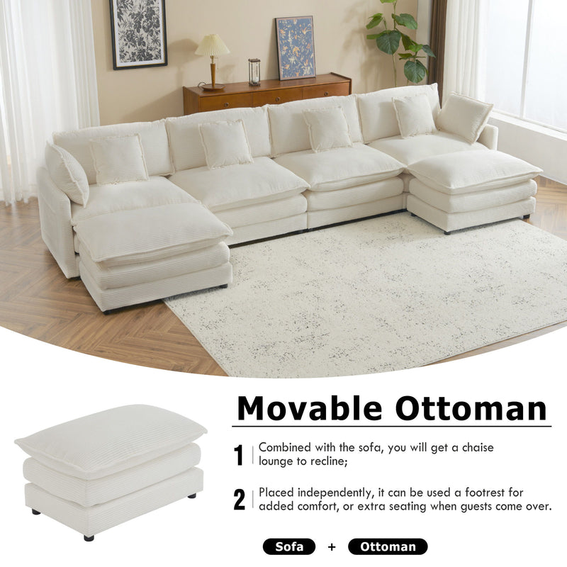Modern Modular Sectional Sofa With Side Storage Pockets For Living Room