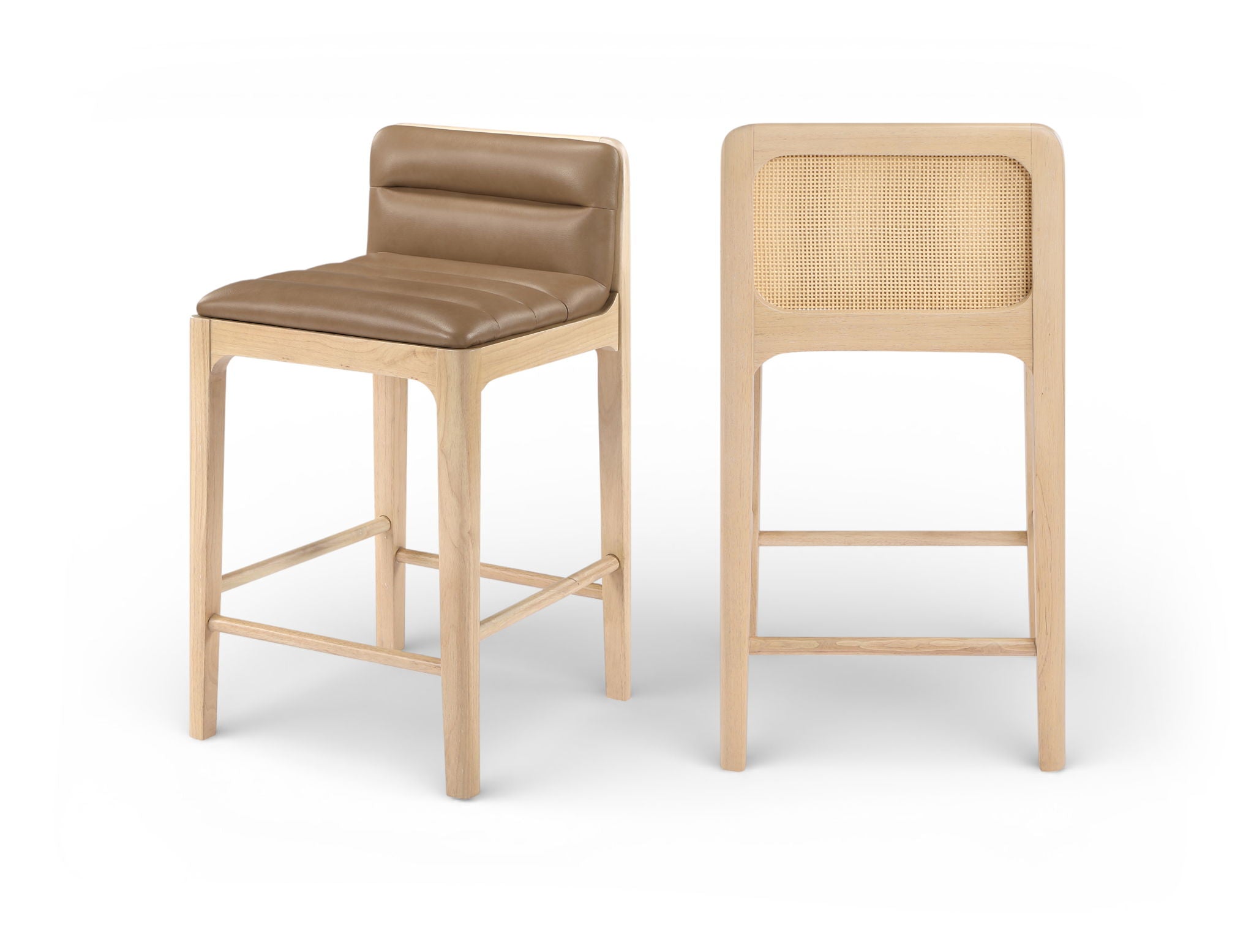 Ellis - Vegan Leather Upholstered Counter Stool (Set of 2) - Tan / Natural - Urban Living Furniture (Los Angeles, CA)