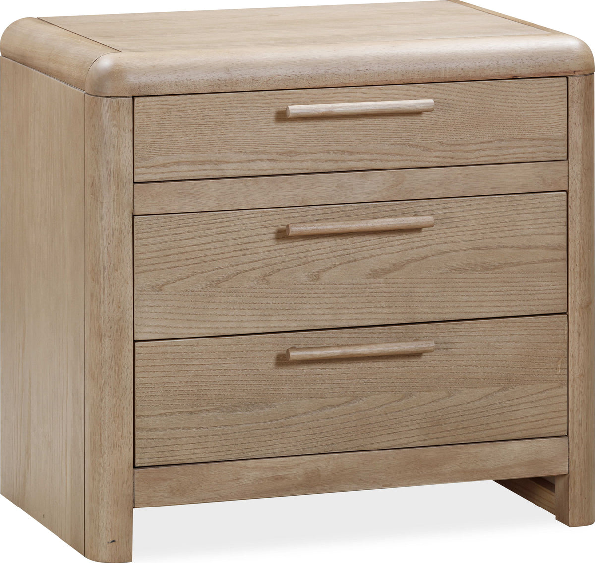 Furano - Three Drawer Ash Wood Nightstand - Ginger