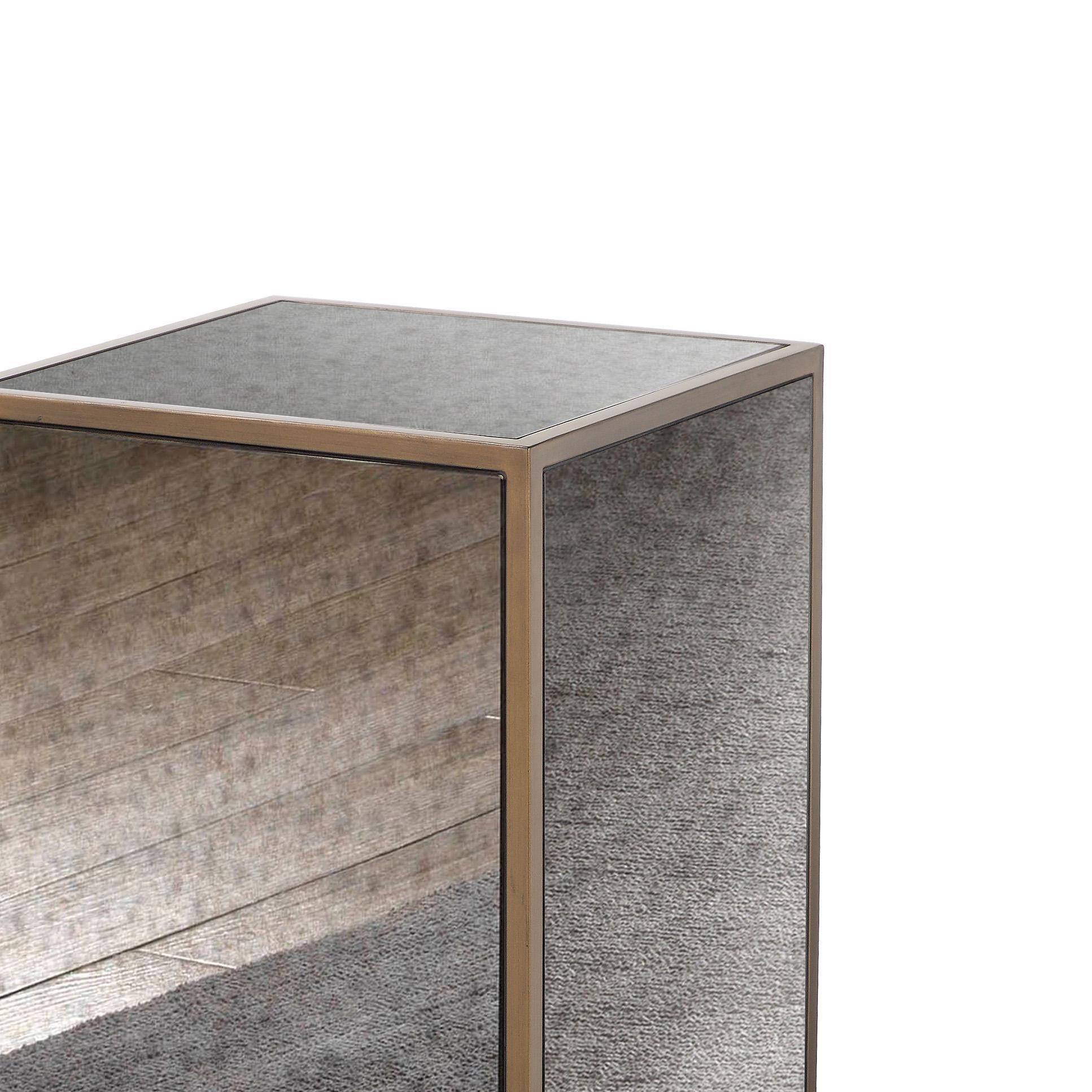Lana - Mirrored Side Table - Antique Mirror - Urban Living Furniture (Los Angeles, CA)