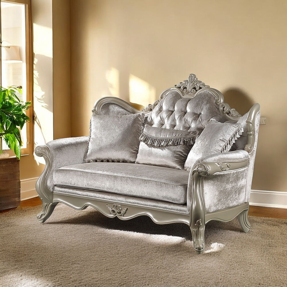 Libertee - Loveseat With 3 Pillows - Beige Fabric & Champagne - Urban Living Furniture (Los Angeles, CA)