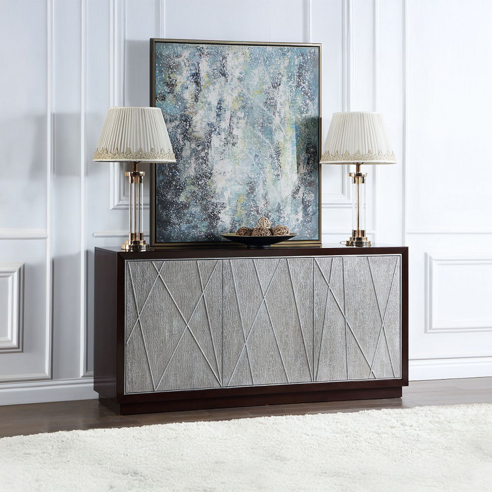 Geranio - Console Cabinet - Metallic Silver & Walnut - Urban Living Furniture (Los Angeles, CA)