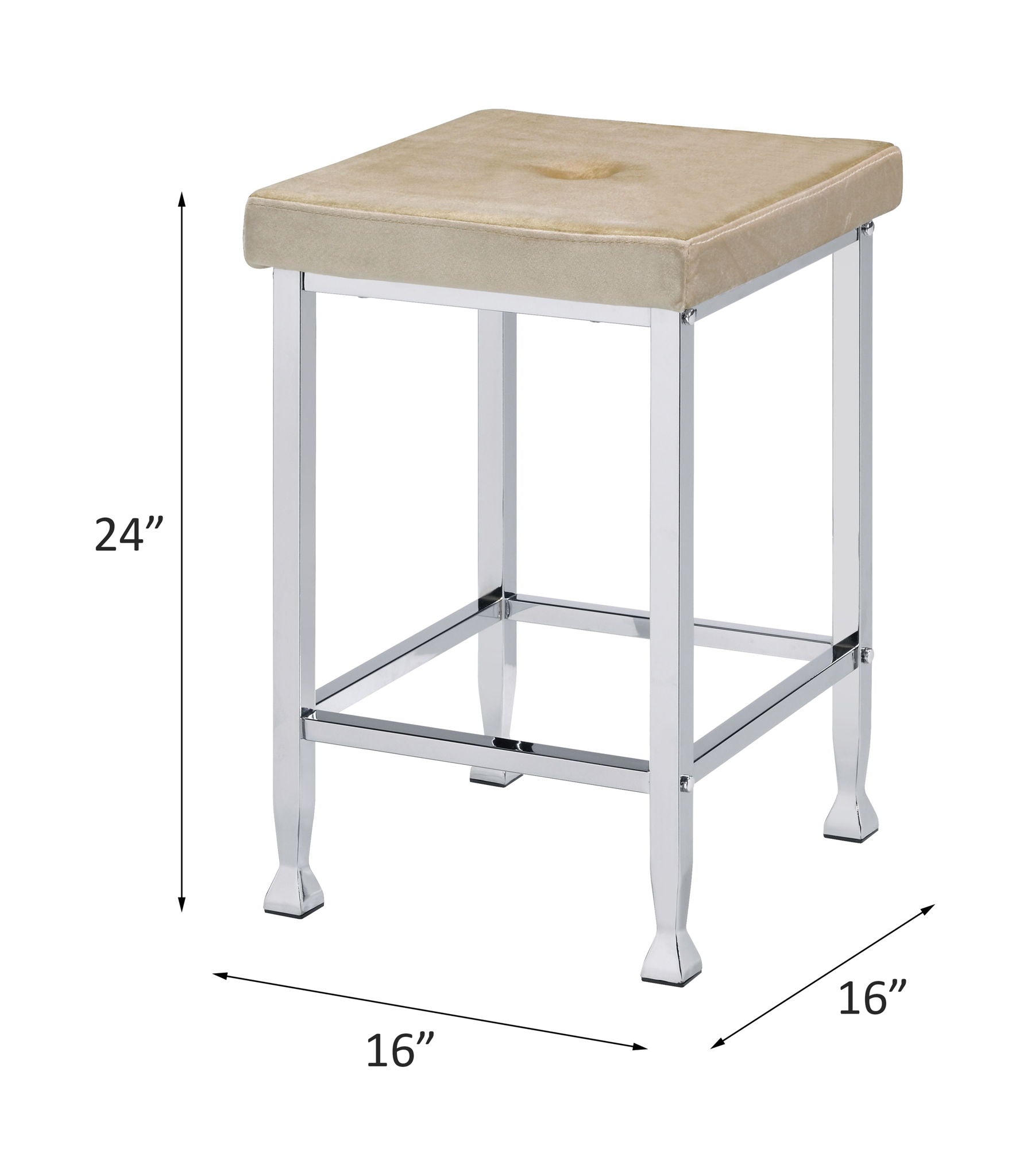 Raine - Counter Height Stool (Set of 2) - Beige Velvet & Chrome - Urban Living Furniture (Los Angeles, CA)