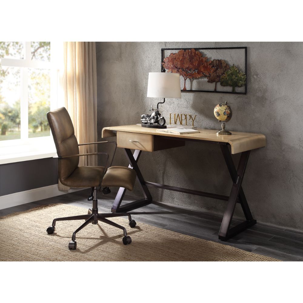 Danton - Executive Writing Desk - Gold Aluminum - Urban Living Furniture (Los Angeles, CA)