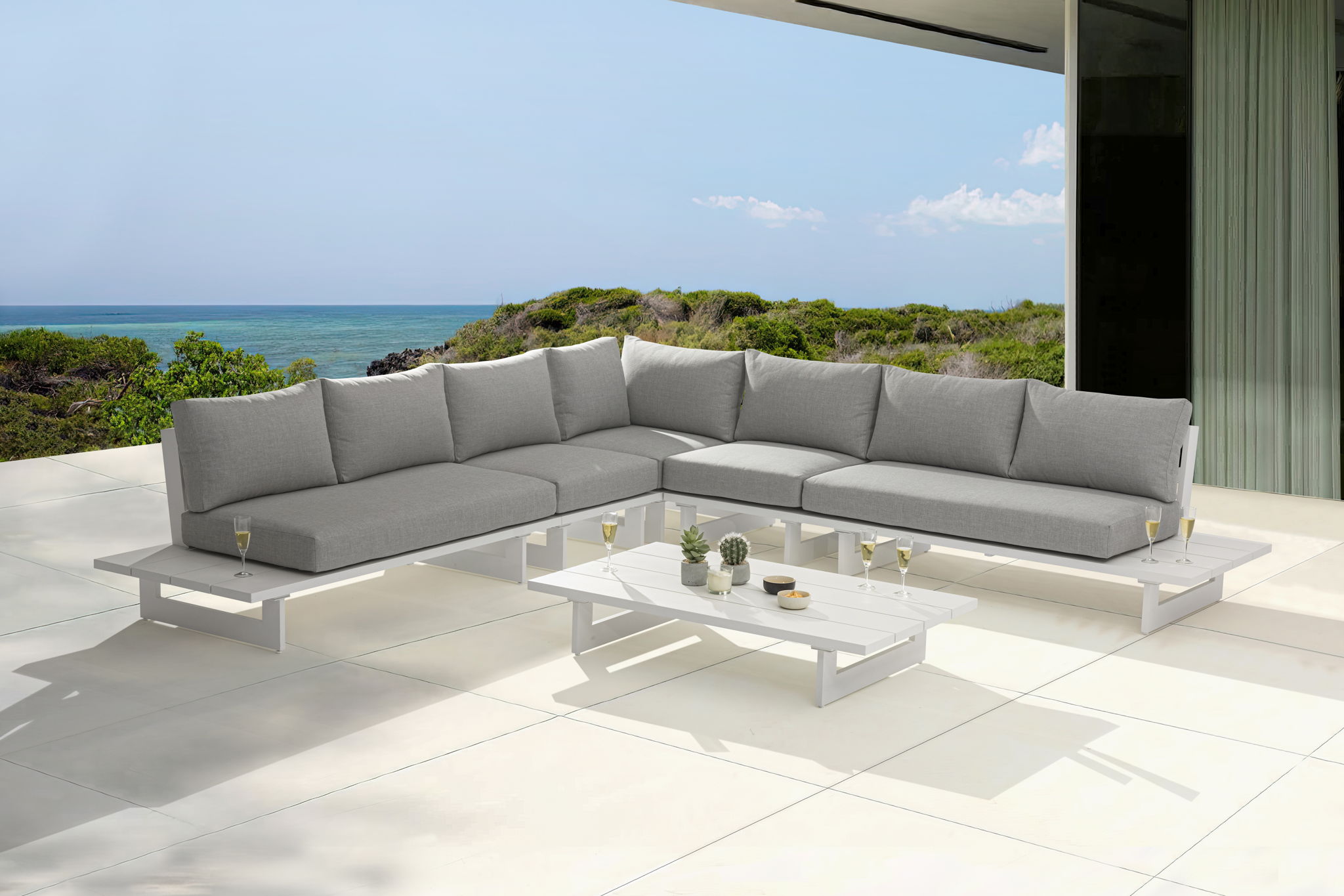 Maldives - 5 Piece Water Resistant Outdoor Patio Modular Sectional With White Base - Urban Living Furniture (Los Angeles, CA)