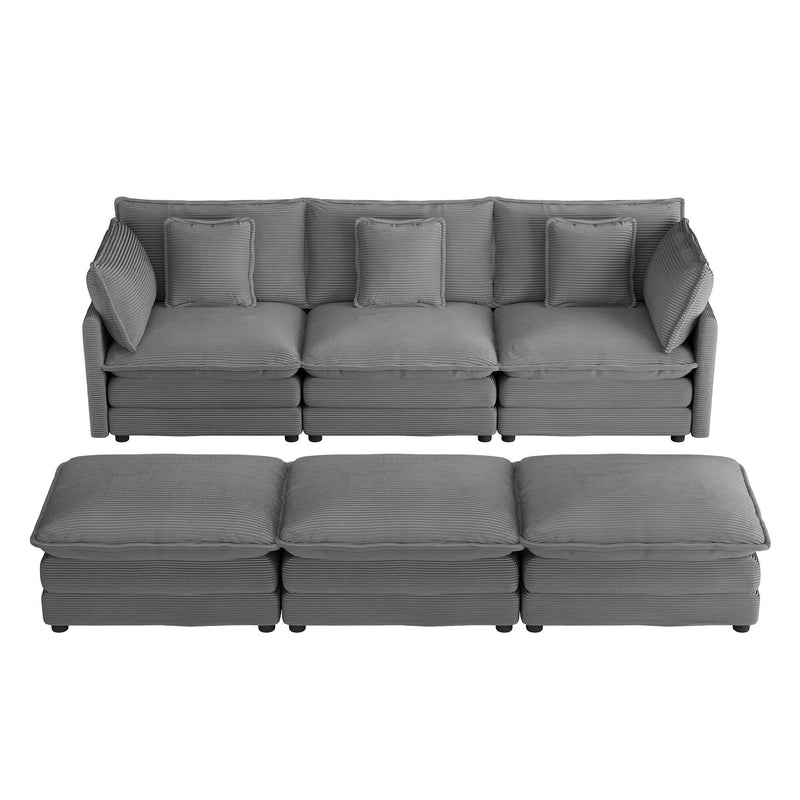 Modern Modular Sectional Sofa With Side Storage Pockets For Living Room