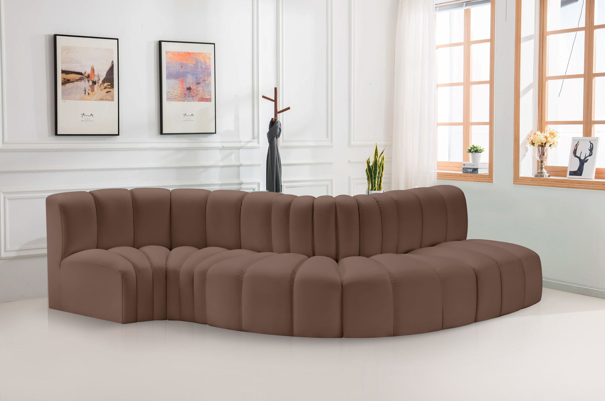 Arc - Faux Leather 5 Piece Modular Sofa