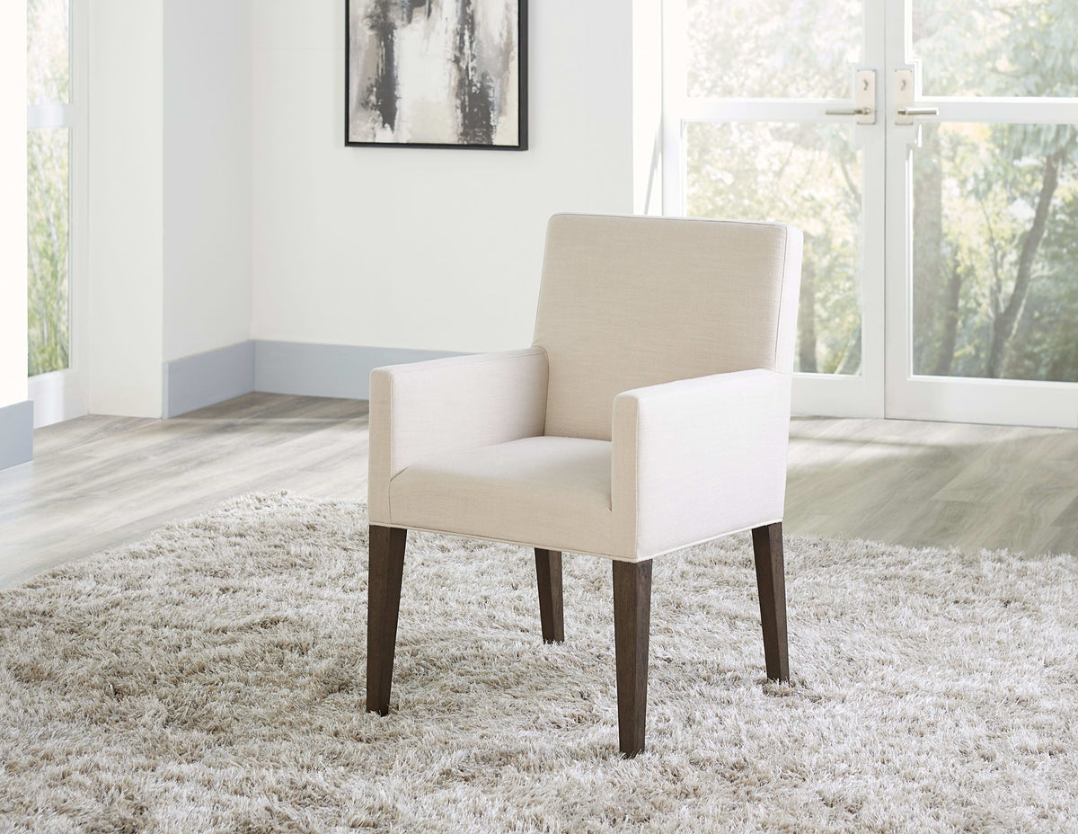 Oakland Brunette - Modesto Upholstered Arm Chair (Set of 2) - Abalone Linen And French Roast