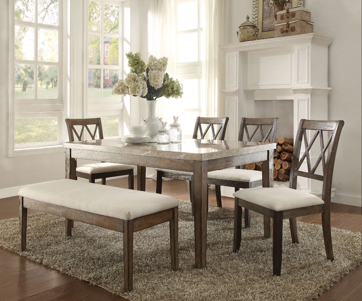 Claudia - Dining Table - Marble Top & Salvage Brown - Urban Living Furniture (Los Angeles, CA)