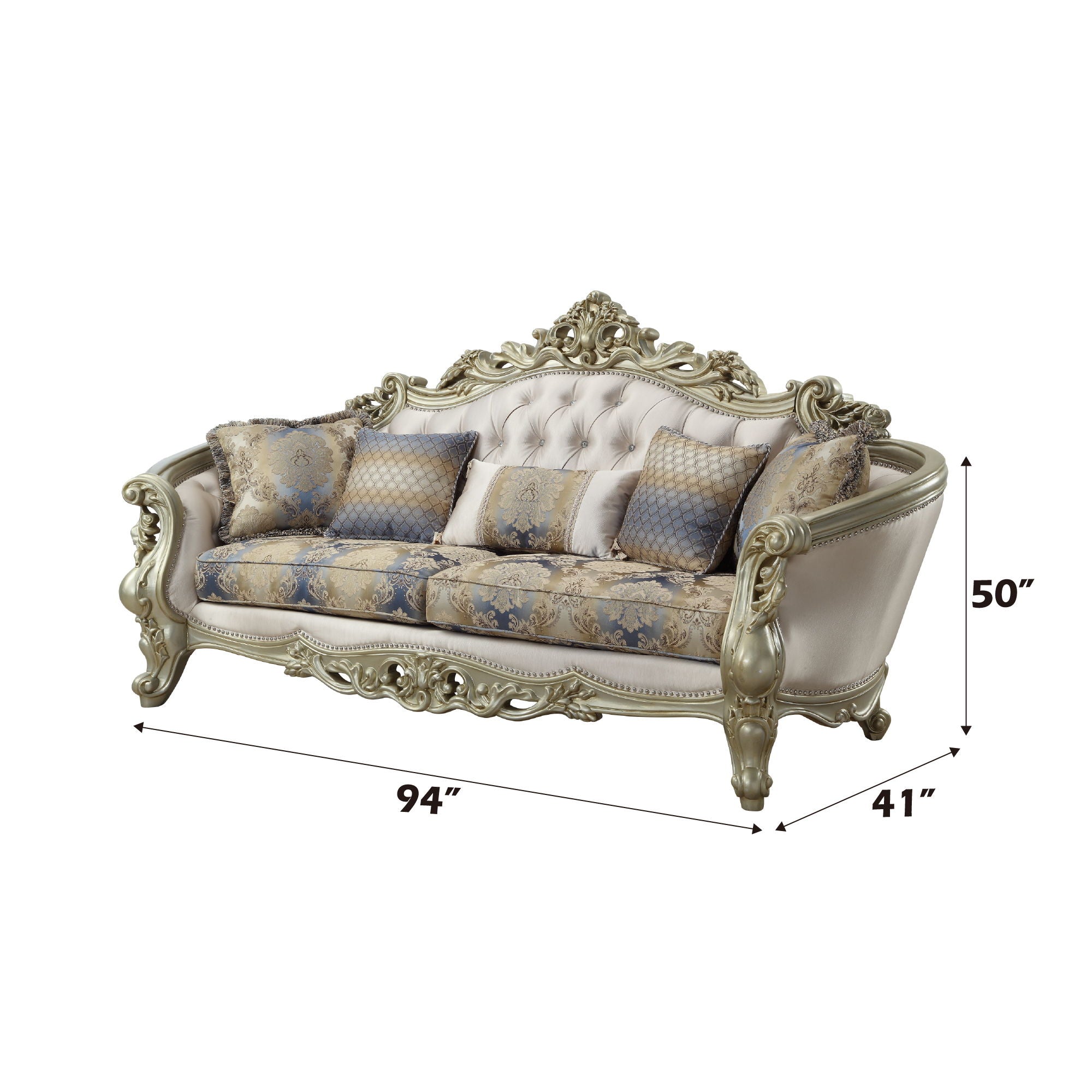 Gorsedd - Sofa With 5 Pillows - Fabric & Golden Ivory - Urban Living Furniture (Los Angeles, CA)