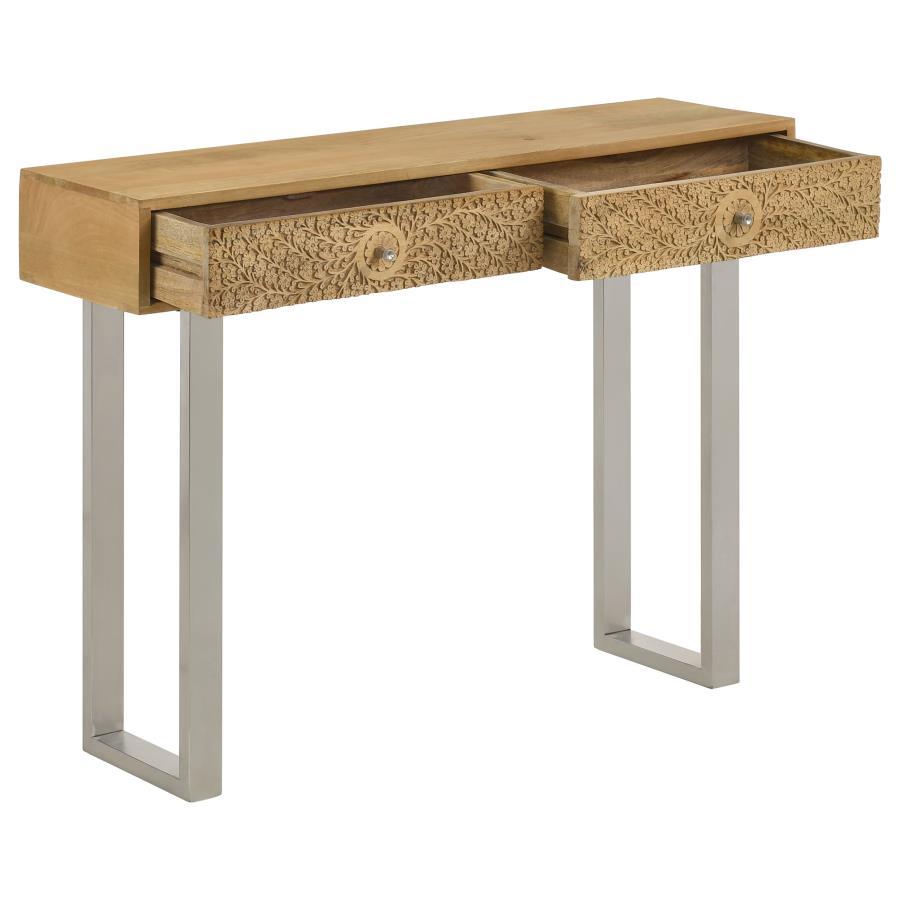 Draco - 2-Drawer Console Table Hand Carved Details - Natural - Urban Living Furniture (Los Angeles, CA)