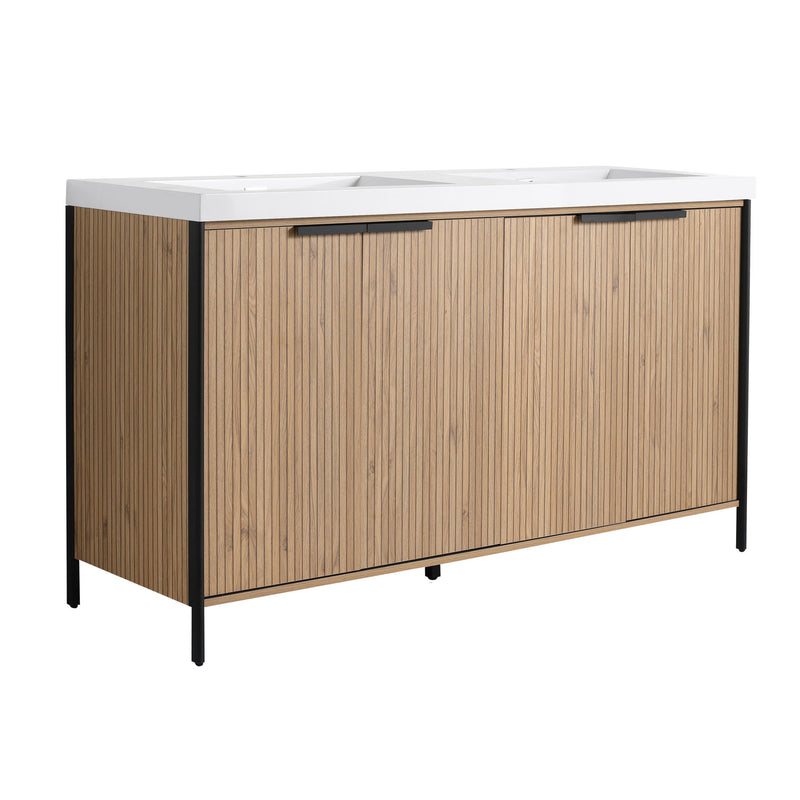 Modern Freestanding Bathroom Vanity With Resin Sink & Soft Close Cabinet Doors