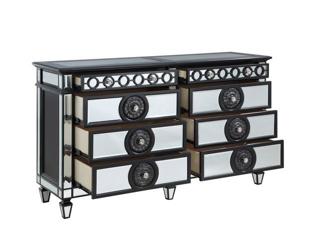 Varian II - Dresser - Black Velvet & Black & Sliver Finish - Urban Living Furniture (Los Angeles, CA)