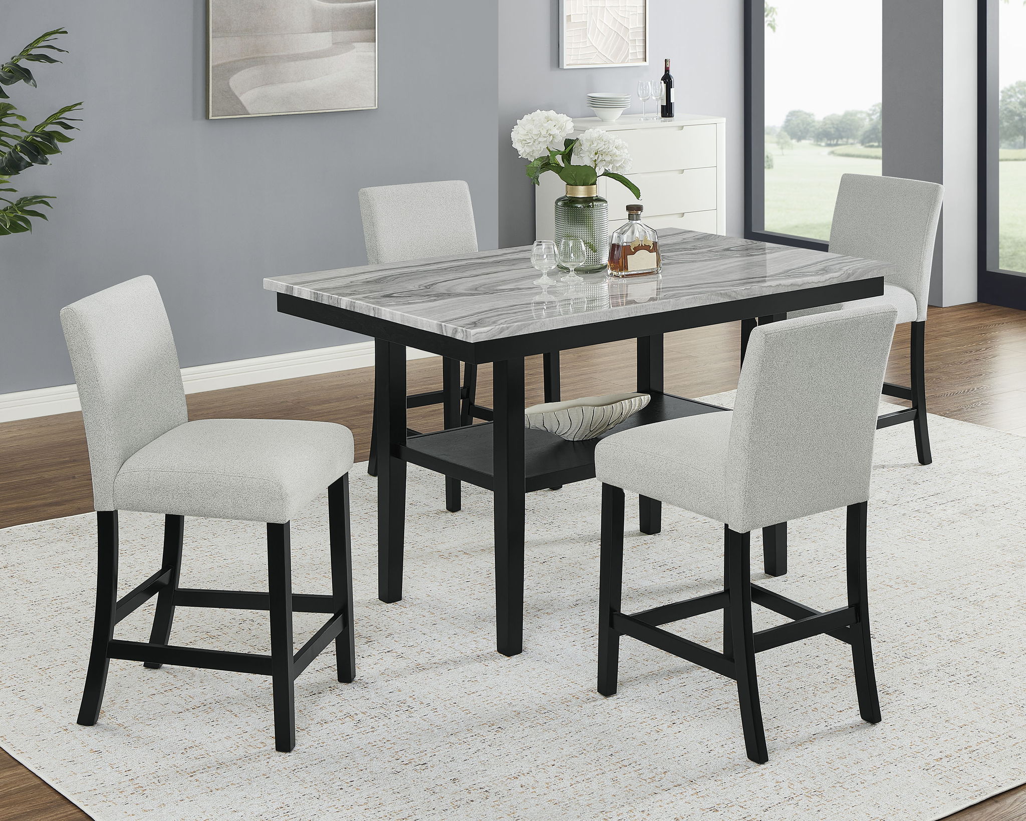 Marbel - Faux Marble Counter Height Set