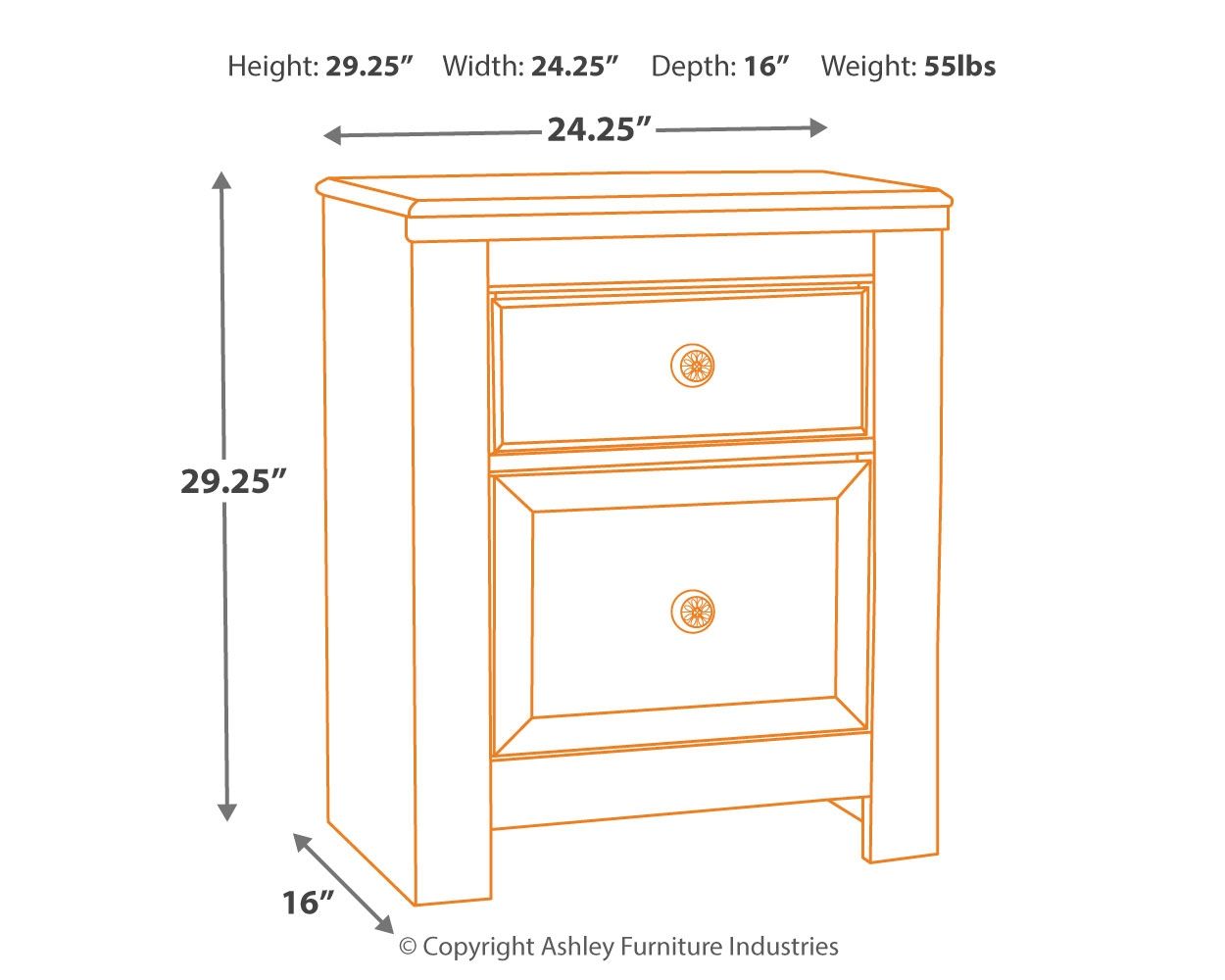 Paxberry - Whitewash - Two Drawer Night Stand - Urban Living Furniture (Los Angeles, CA)