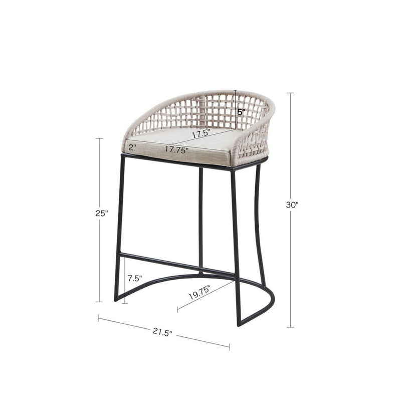 Woven Counter Stool With Upholstered Seat - Natural