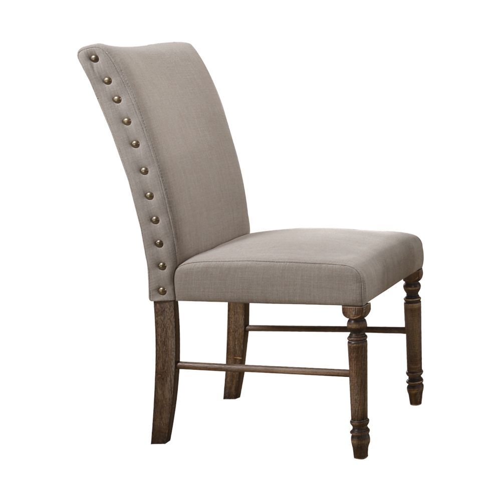 Leventis - Side Chair (Set of 2) - Cream Linen & Weathered Oak - Urban Living Furniture (Los Angeles, CA)