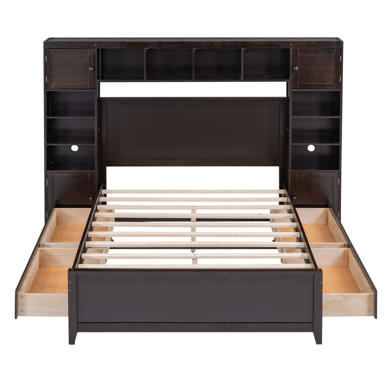 Bed With All In One Cabinet And Shelf