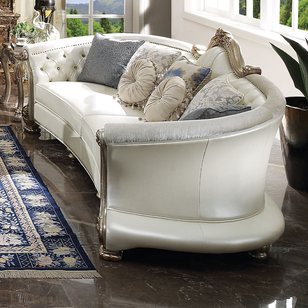 Dresden II - Sofa With 7 Pillows - Pearl Synthetic Leather & Gold Patina - Urban Living Furniture (Los Angeles, CA)