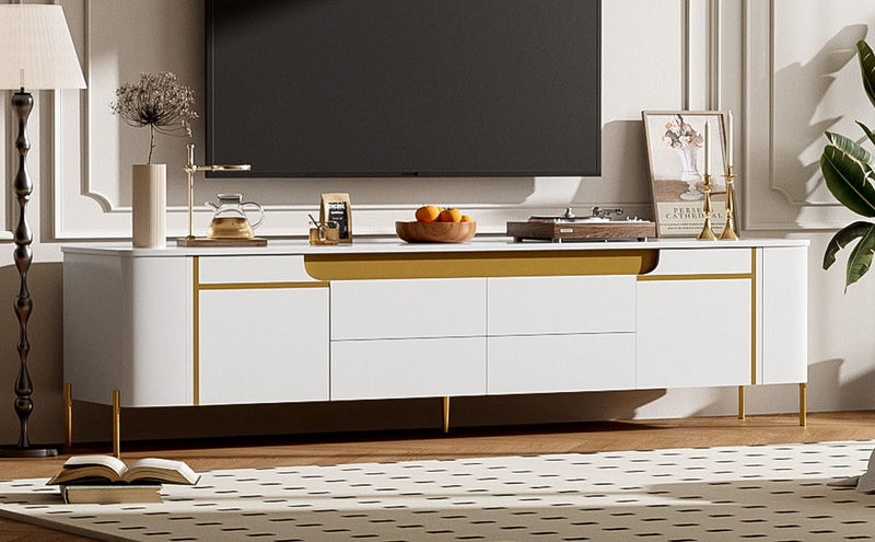 TV Stand For TVs Up To 80" With 4 Drawers And 2 Spacious Cabinets