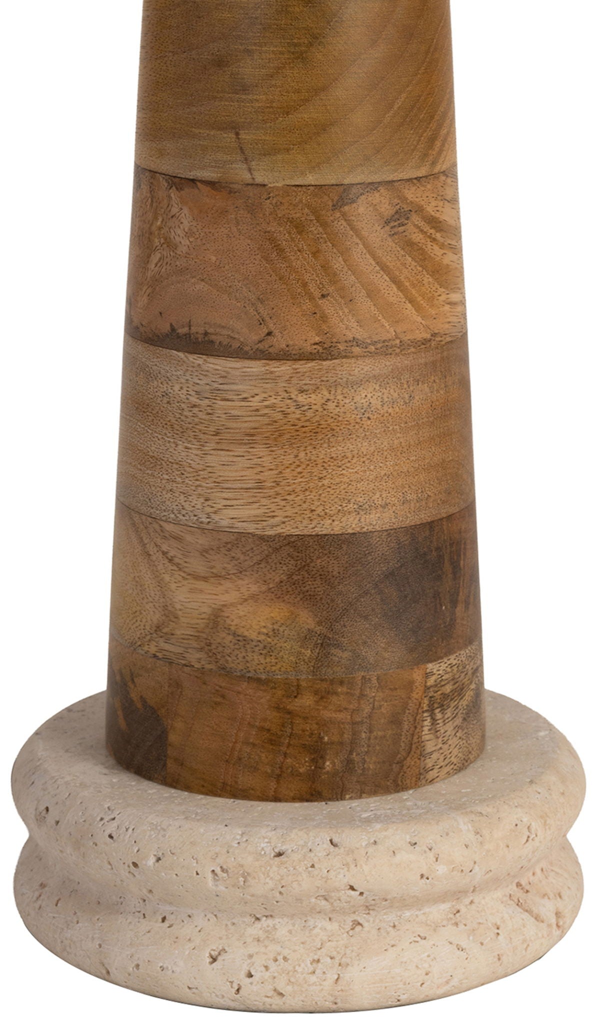 Palea - Mango Wood Base And Linen Textured Fabric Shade Table Lamp - Travertine / Natural