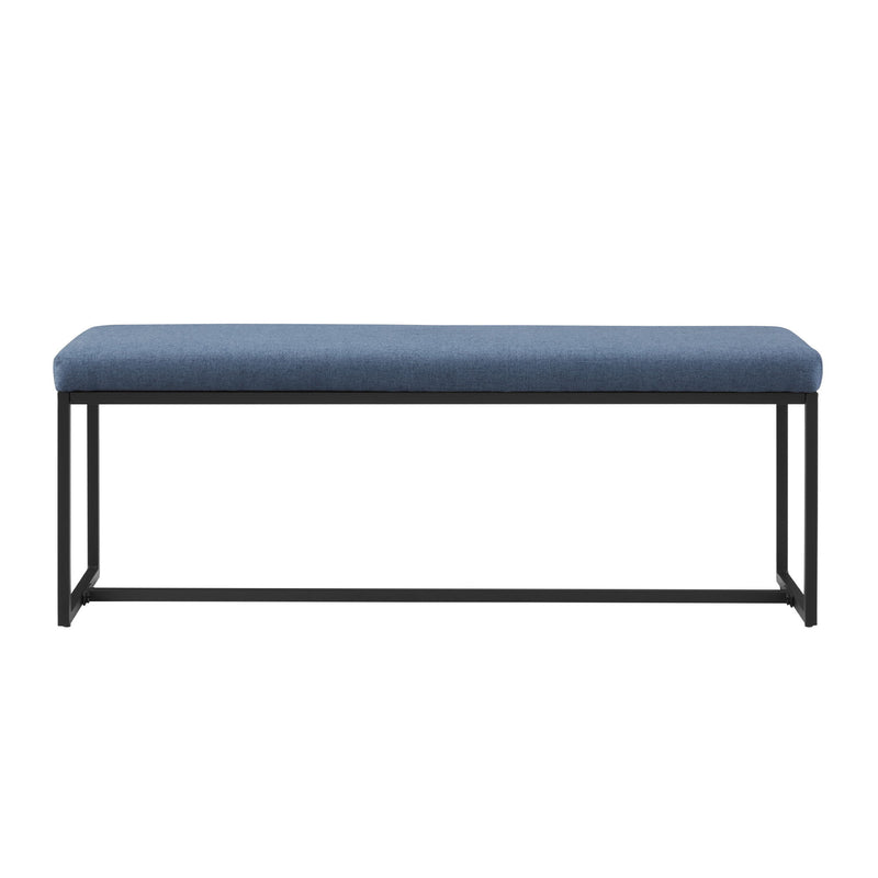 Modern Cushioned Upholstered Entry Bench With Base - Denim
