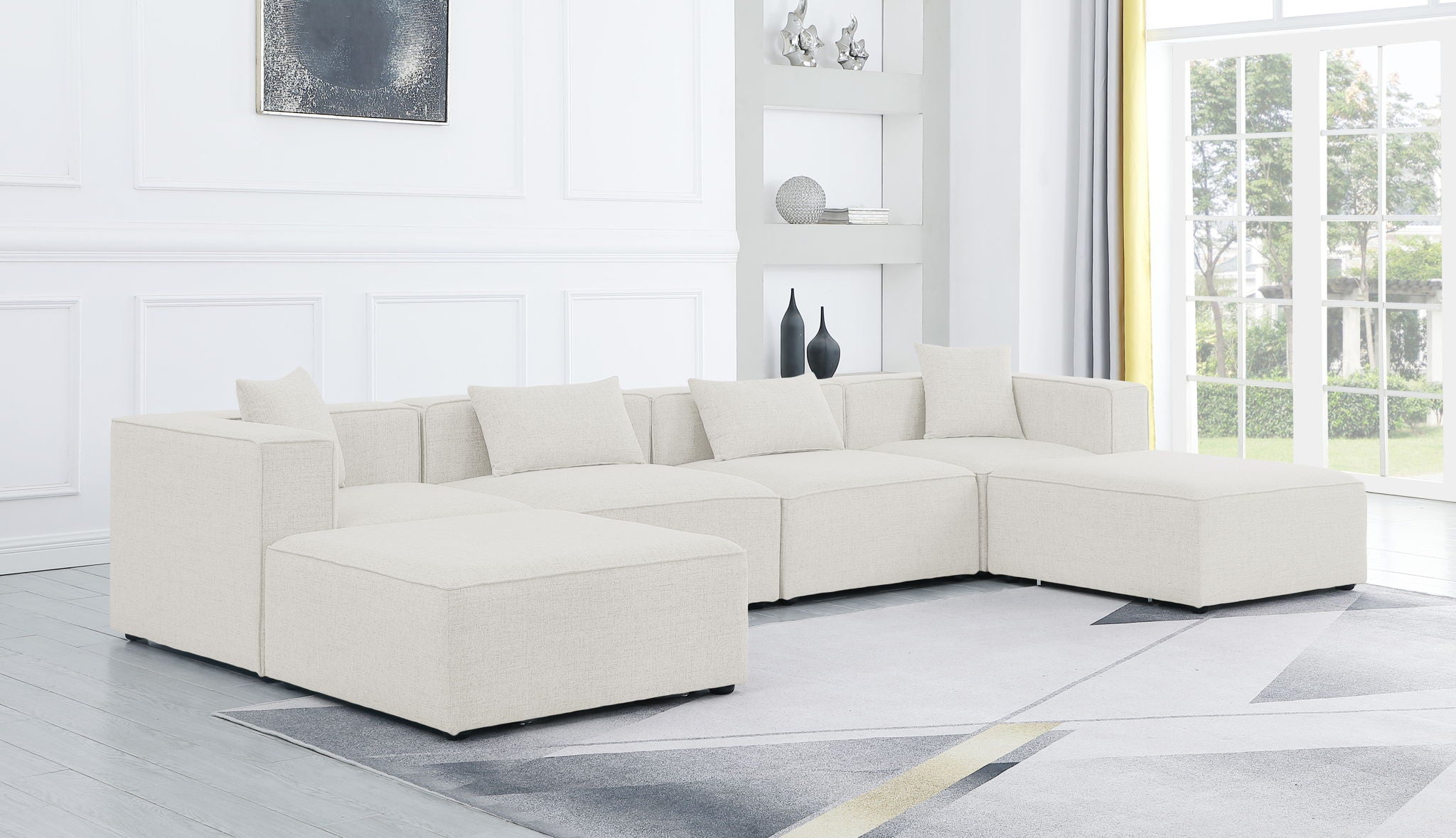 Cube - Linen 6 Piece Modular Double Chaise Sectional - Urban Living Furniture (Los Angeles, CA)