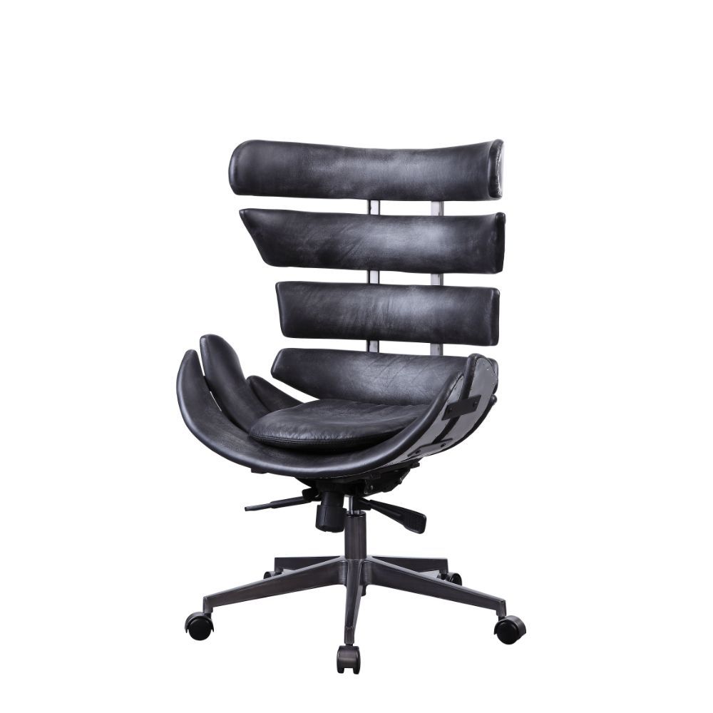 Megan - Executive Office Chair - Vintage Black Top Grain Leather & Aluminum - Urban Living Furniture (Los Angeles, CA)