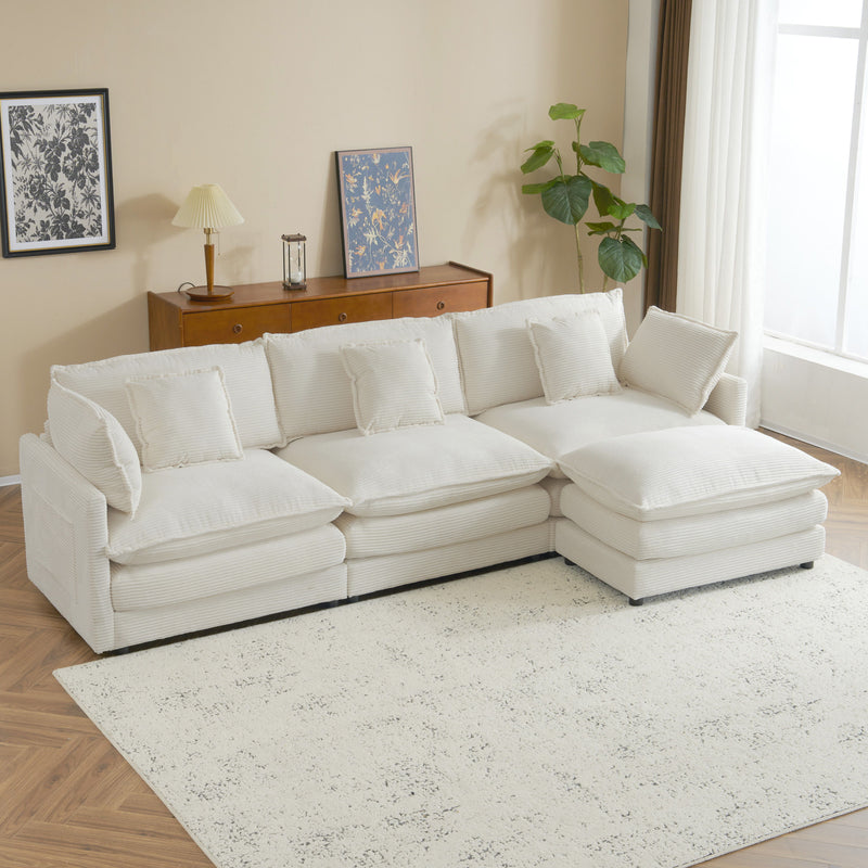 Modern Modular Sectional Sofa With Side Storage Pockets For Living Room