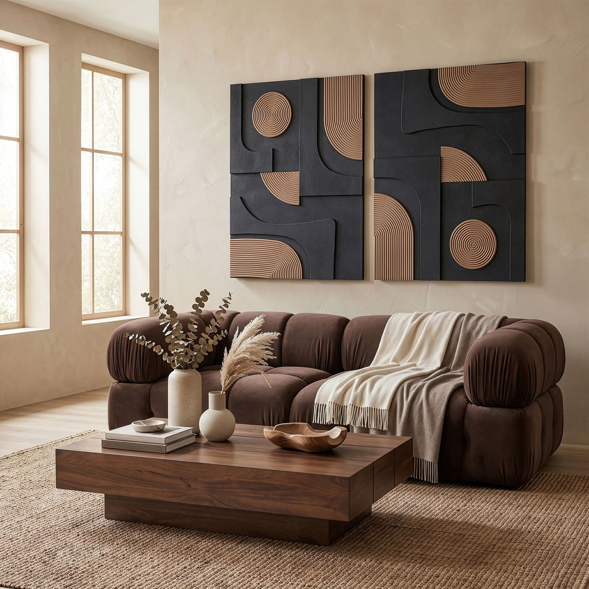 Element - Mango Wood 2 Piece Wall Art