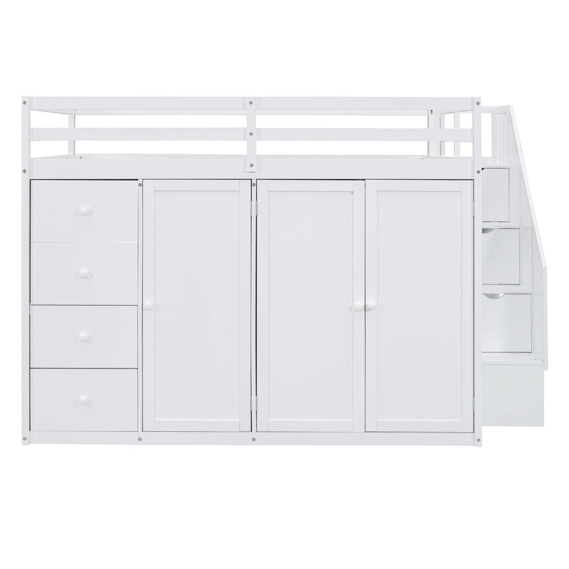 Loft Bed With Built In Wardrobes, Cabinets And Drawers