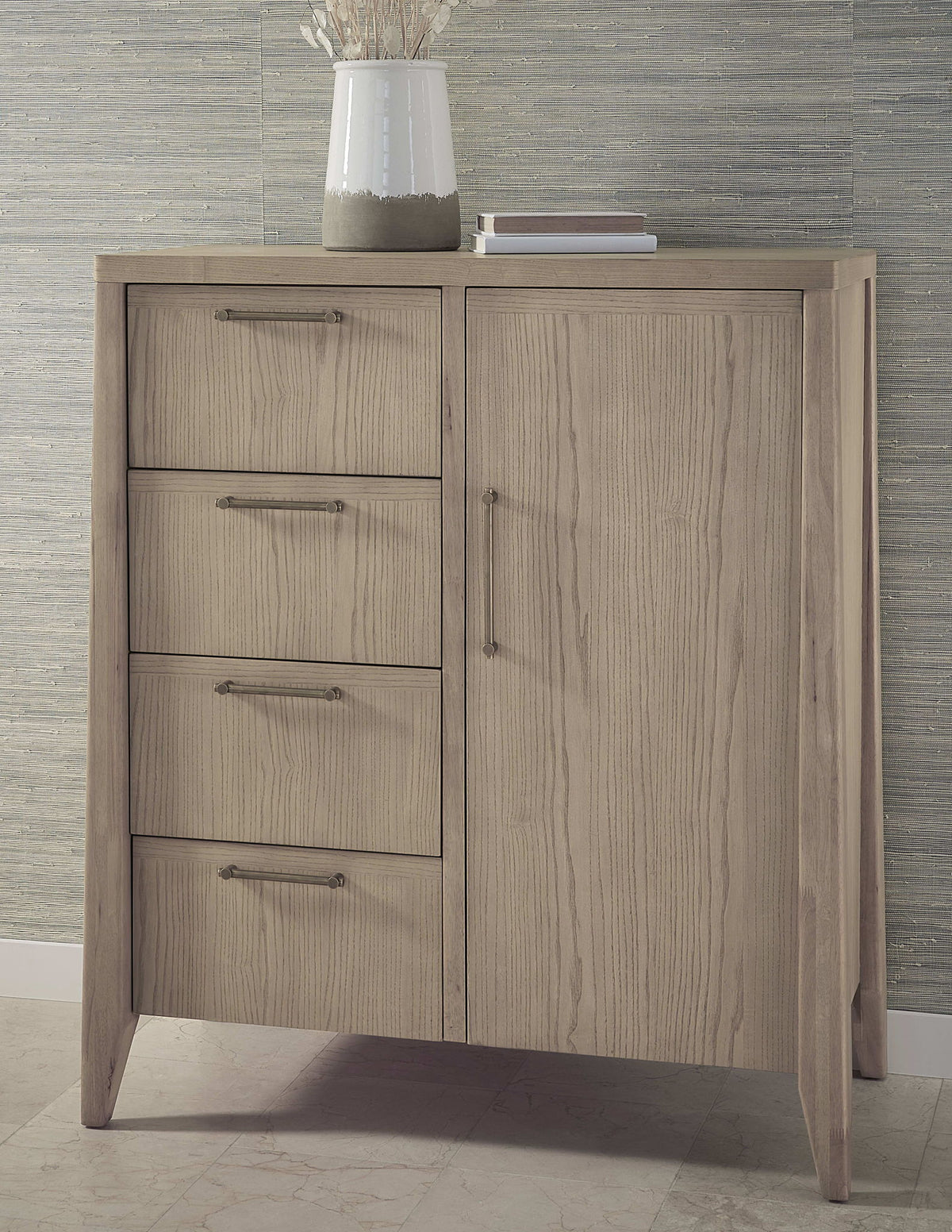 Sumire - Four Drawer One Door Ash Wood Chest - Ginger