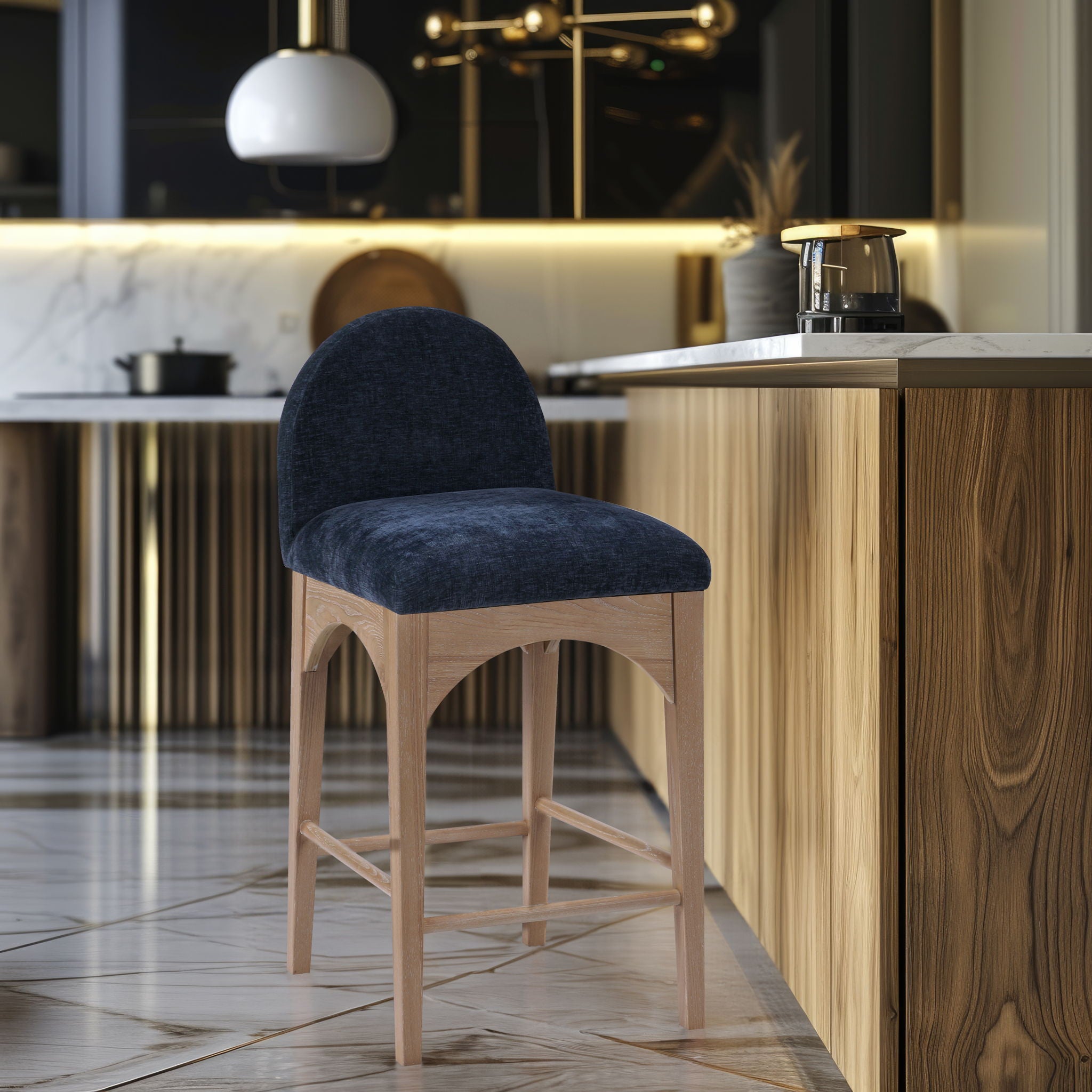 Waldorf - Chenille Stool With Natural Legs - Urban Living Furniture (Los Angeles, CA)