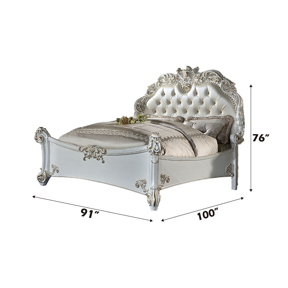 Vendome - Synthetic Leather California King Bed - Antique Pearl - Urban Living Furniture (Los Angeles, CA)