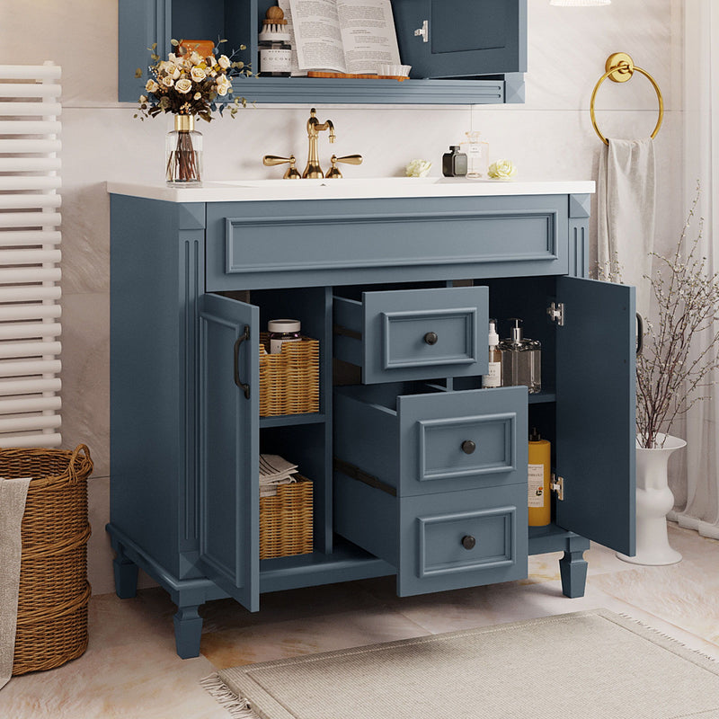 Bathroom Vanity With Top Sink, Modern Bathroom Storage Cabinet With 2 Soft Closing Doors And 2 Drawers