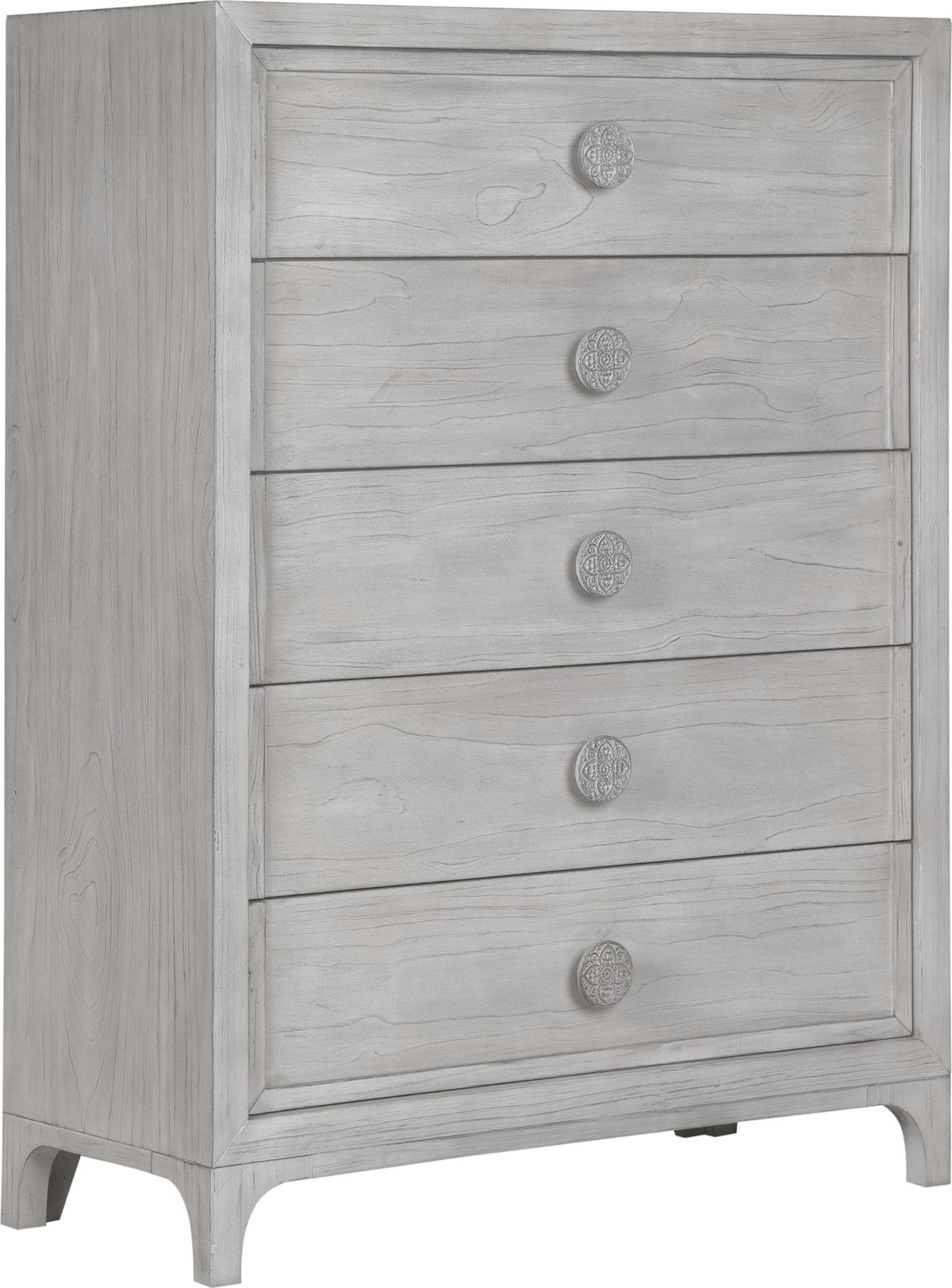 Boho Chic - Five-Drawer Chest - Washed White (2024)