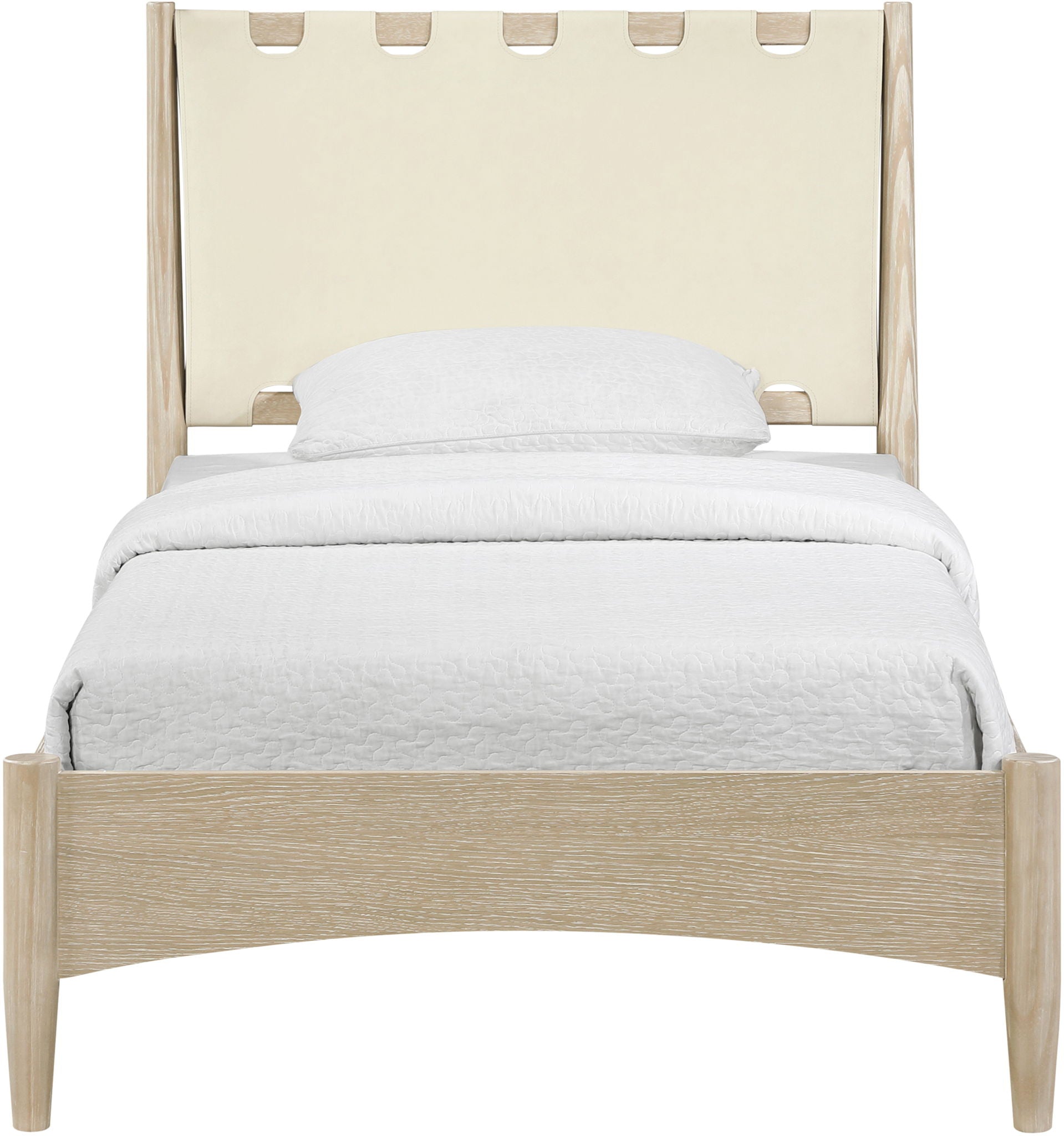 Santos - Vegan Leather Headboard And Wood Bed - Waxed Natural Frame - Urban Living Furniture (Los Angeles, CA)