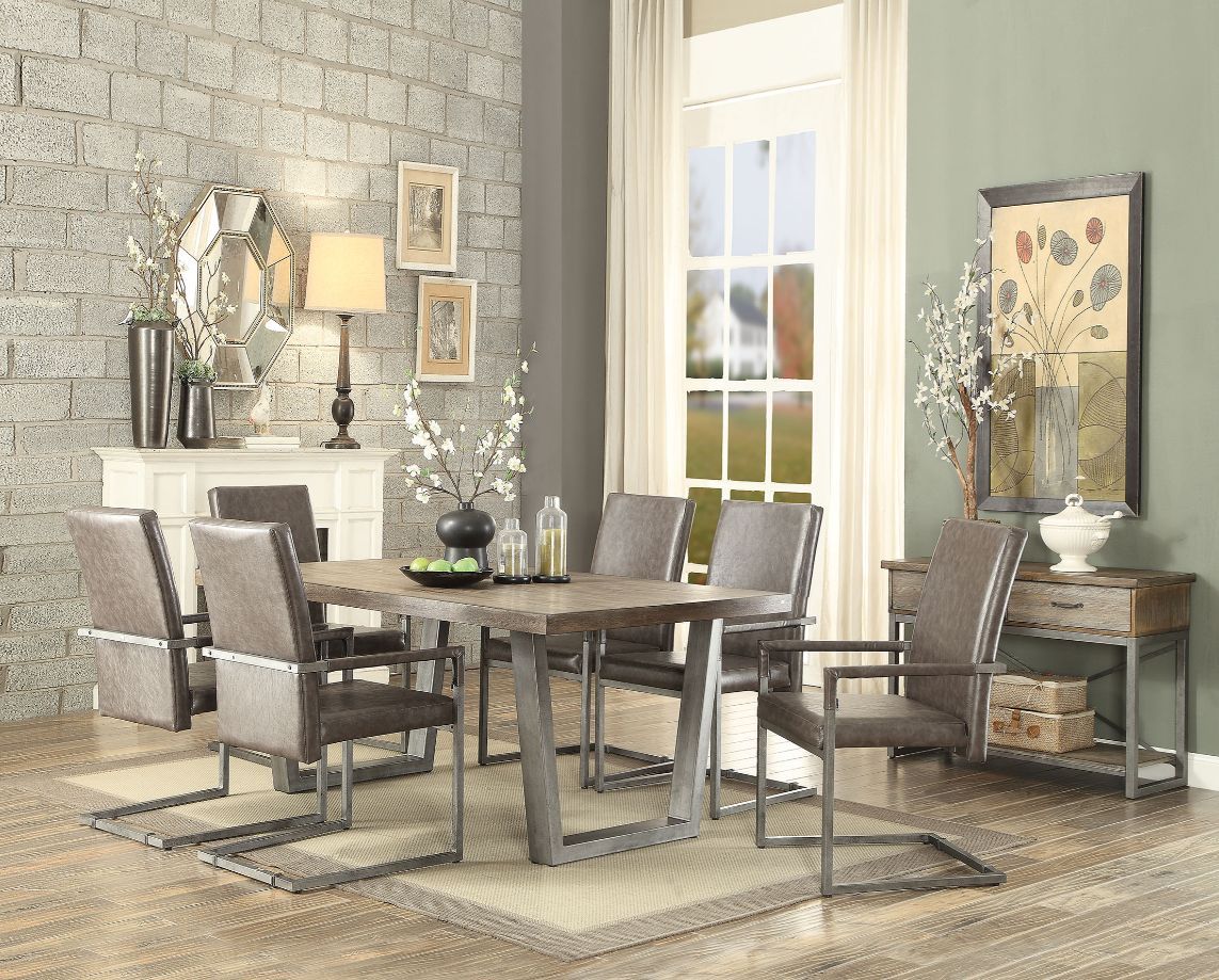 Lazarus - Dining Table - Weathered Oak & Antique Silver - Urban Living Furniture (Los Angeles, CA)