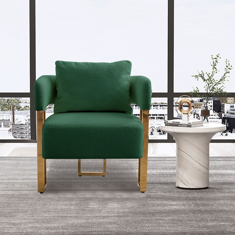 Modern Decorative Chair Teddy Fleece Upholstered And Metal Foot