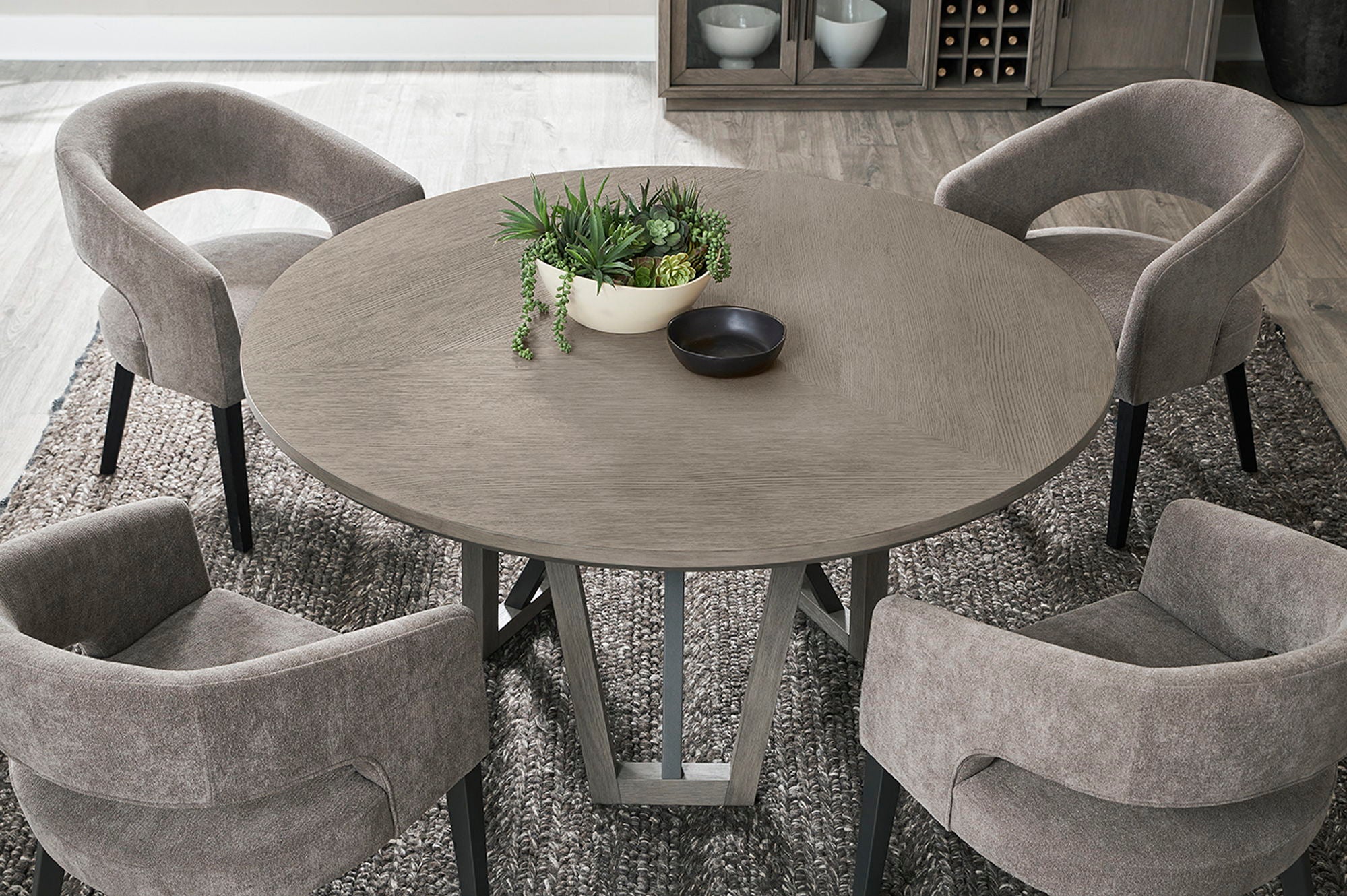 Pure Modern Dining - Round Table With Wood Base - Moonstone - Urban Living Furniture (Los Angeles, CA)