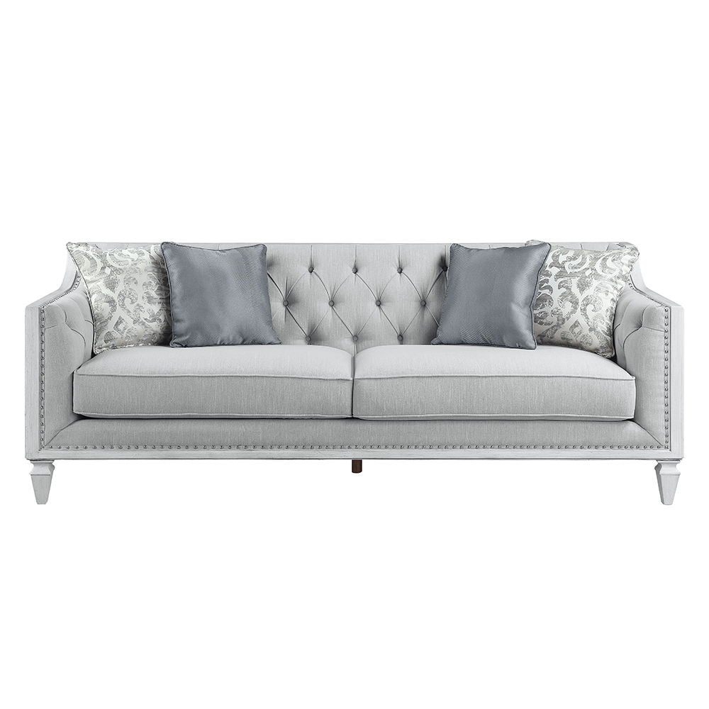 Katia - Sofa With 4 Pillows - Light Gray Linen & Weathered White - Urban Living Furniture (Los Angeles, CA)