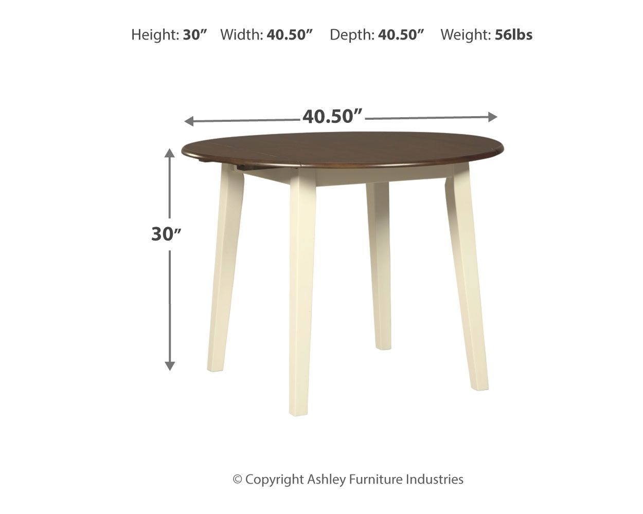 Woodanville - Cream / Brown - Round DRM Drop Leaf Table - Urban Living Furniture (Los Angeles, CA)