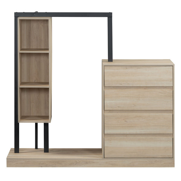 Wardrobe With 4 Drawers And 3 Shelves - Natural