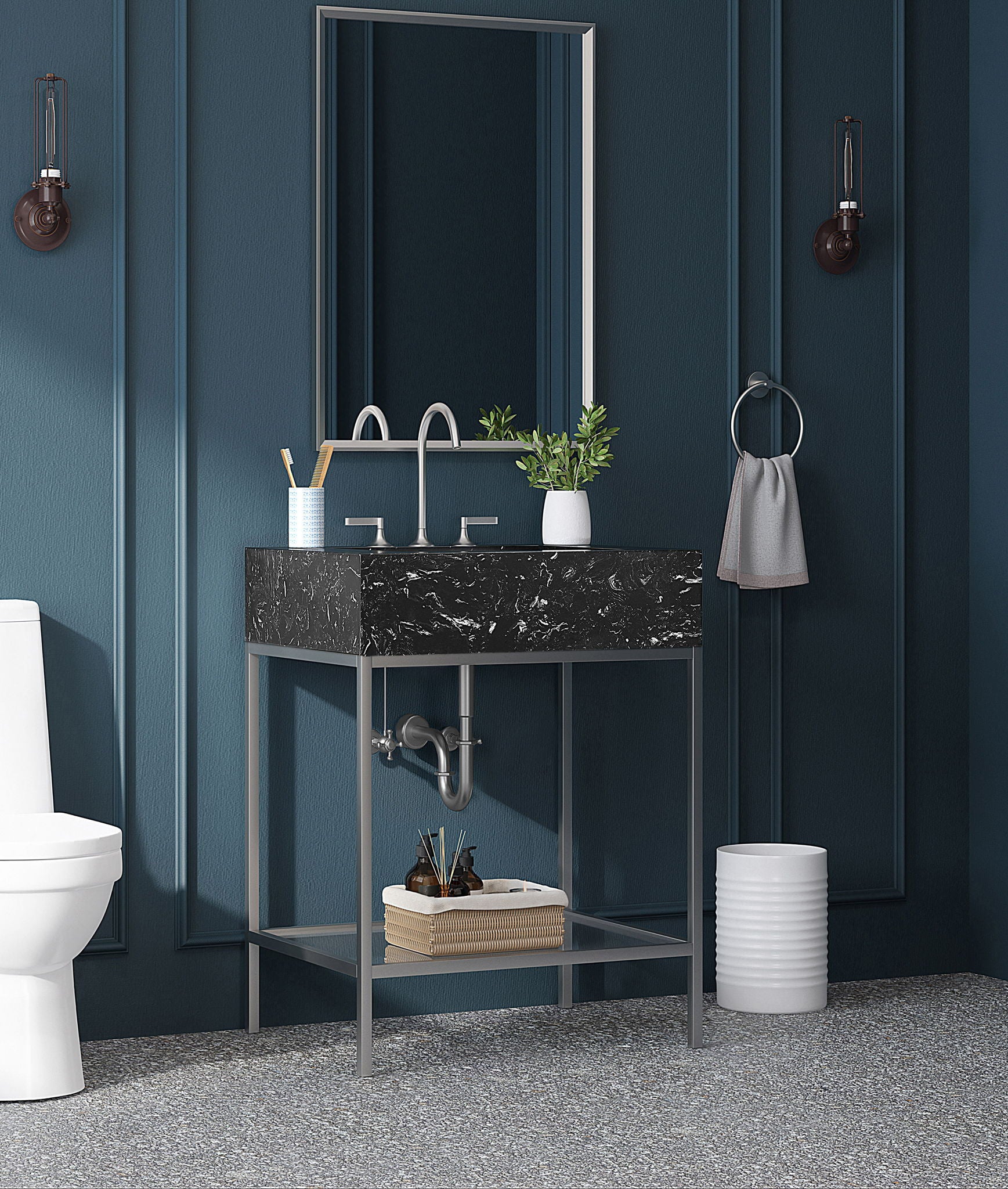 Marmo - Engineered Marble Bathroom Vanity With Chrome Base - Urban Living Furniture (Los Angeles, CA)