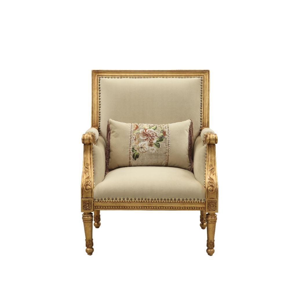 Daesha - Accent Chair - Tan Flannel & Antique Gold - Urban Living Furniture (Los Angeles, CA)