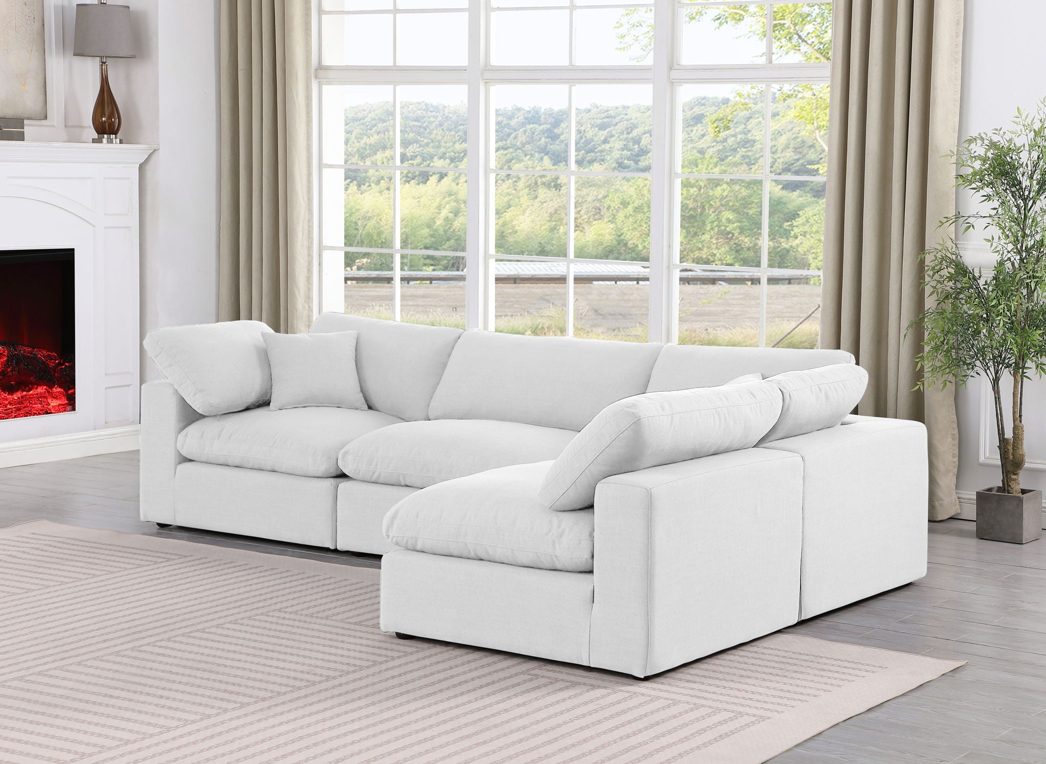 Comfy - 4 Piece Linen Fabric Modular Armless Sectional - Urban Living Furniture (Los Angeles, CA)
