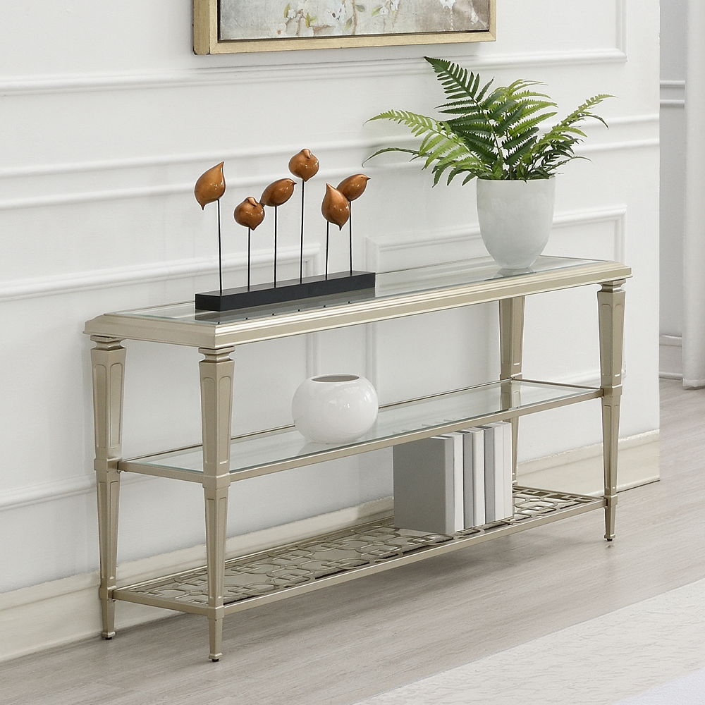 Zaba - Sofa Table - Glass Top & Silver - Urban Living Furniture (Los Angeles, CA)